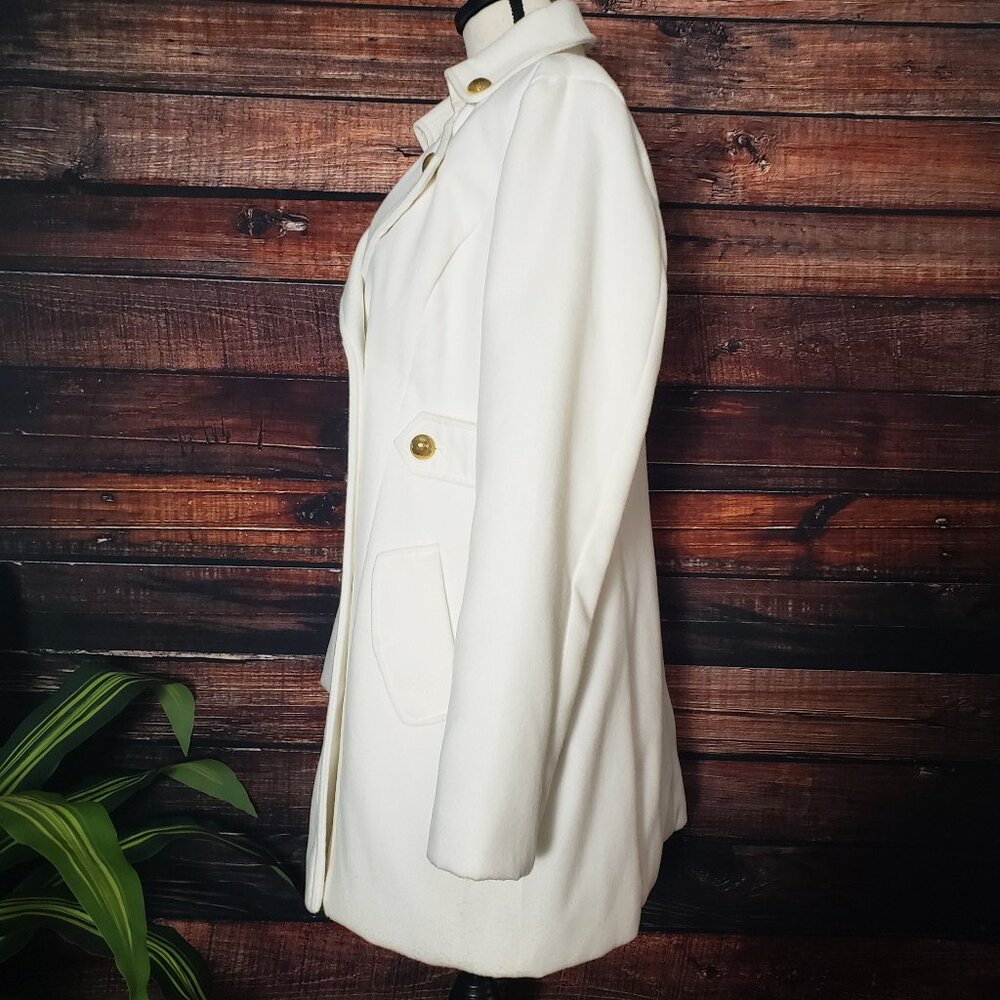 AGB White Double Breasted Coat Jacket Womens Large Lined Pockets - Picture 5 of 10